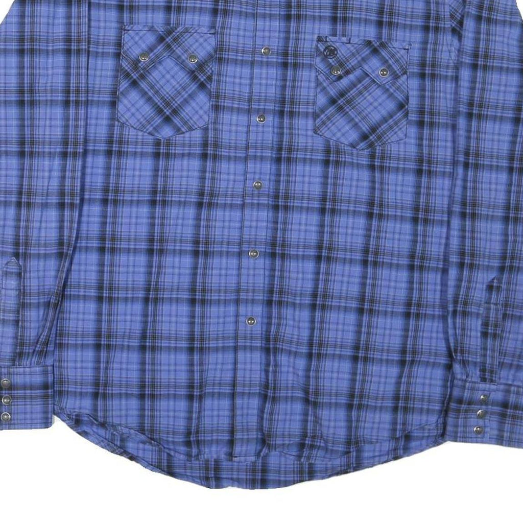 WRANGLER Mens Blue & Black Check Shirt M Western Style Button Shirt Cotton Blend