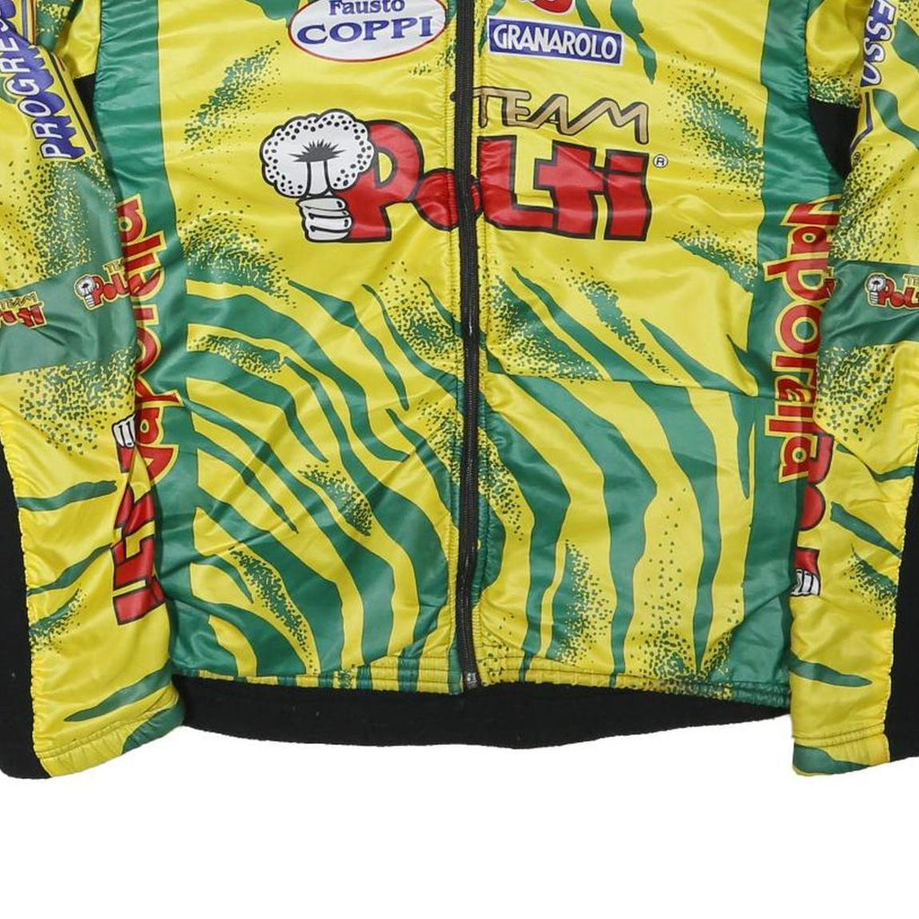 SANTINI Womens Yellow & Green Cycling Jacket 3XL Polyester Blend Zip Racing Team