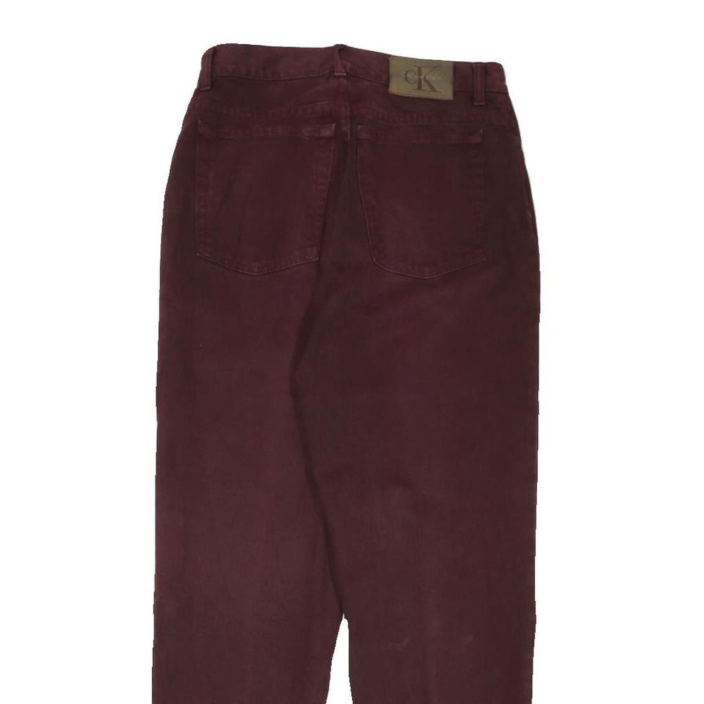 CALVIN KLEIN JEANS Womens Jeans Burgundy Regular Straight Denim W30 L28 Zip