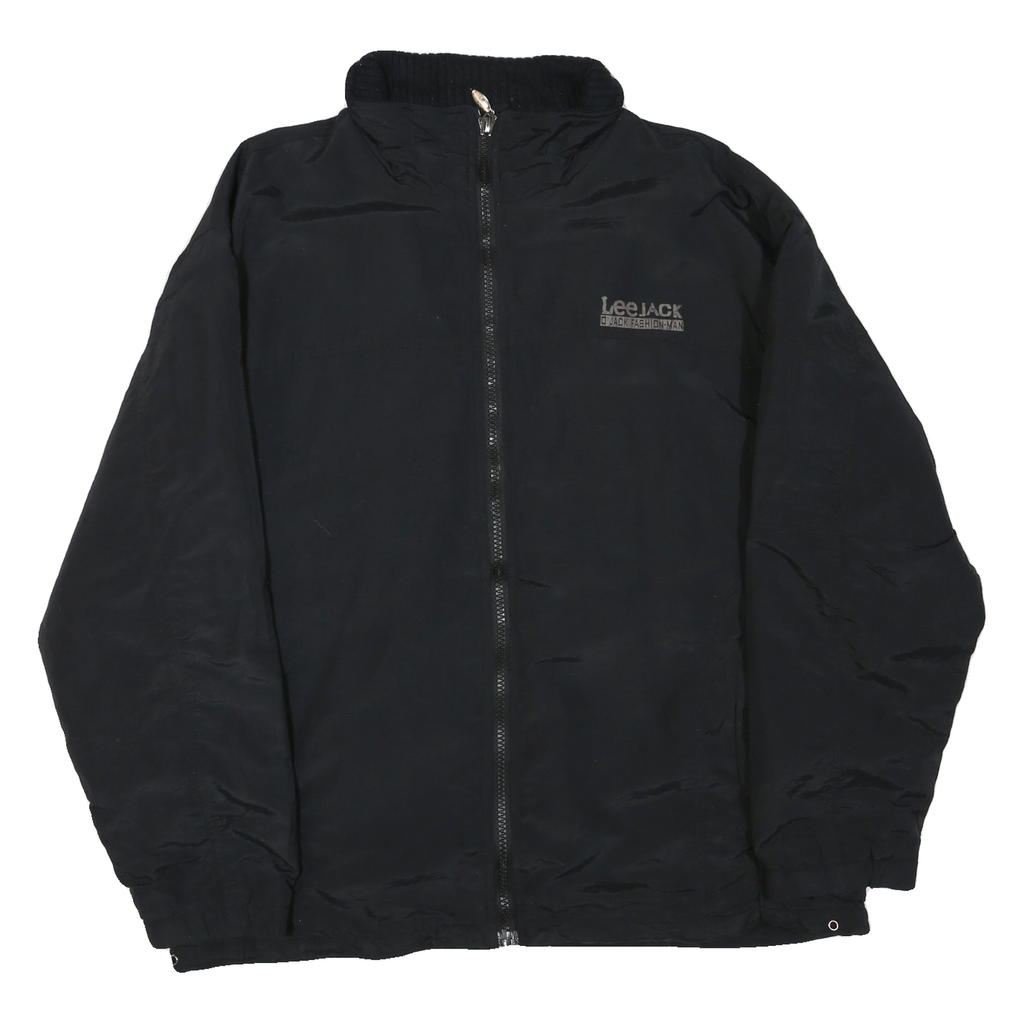 LEE Mens Black Jacket XL Polyester Blend Zip Plain Casual Lightweight Outerwear