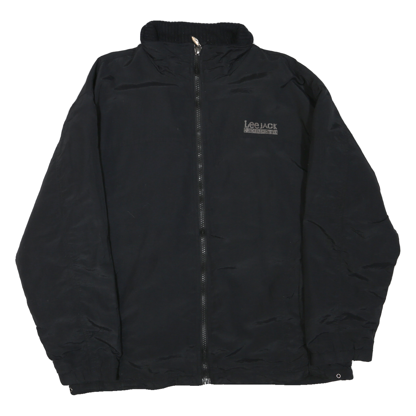 LEE Mens Black Jacket XL Polyester Blend Zip Plain Casual Lightweight Outerwear