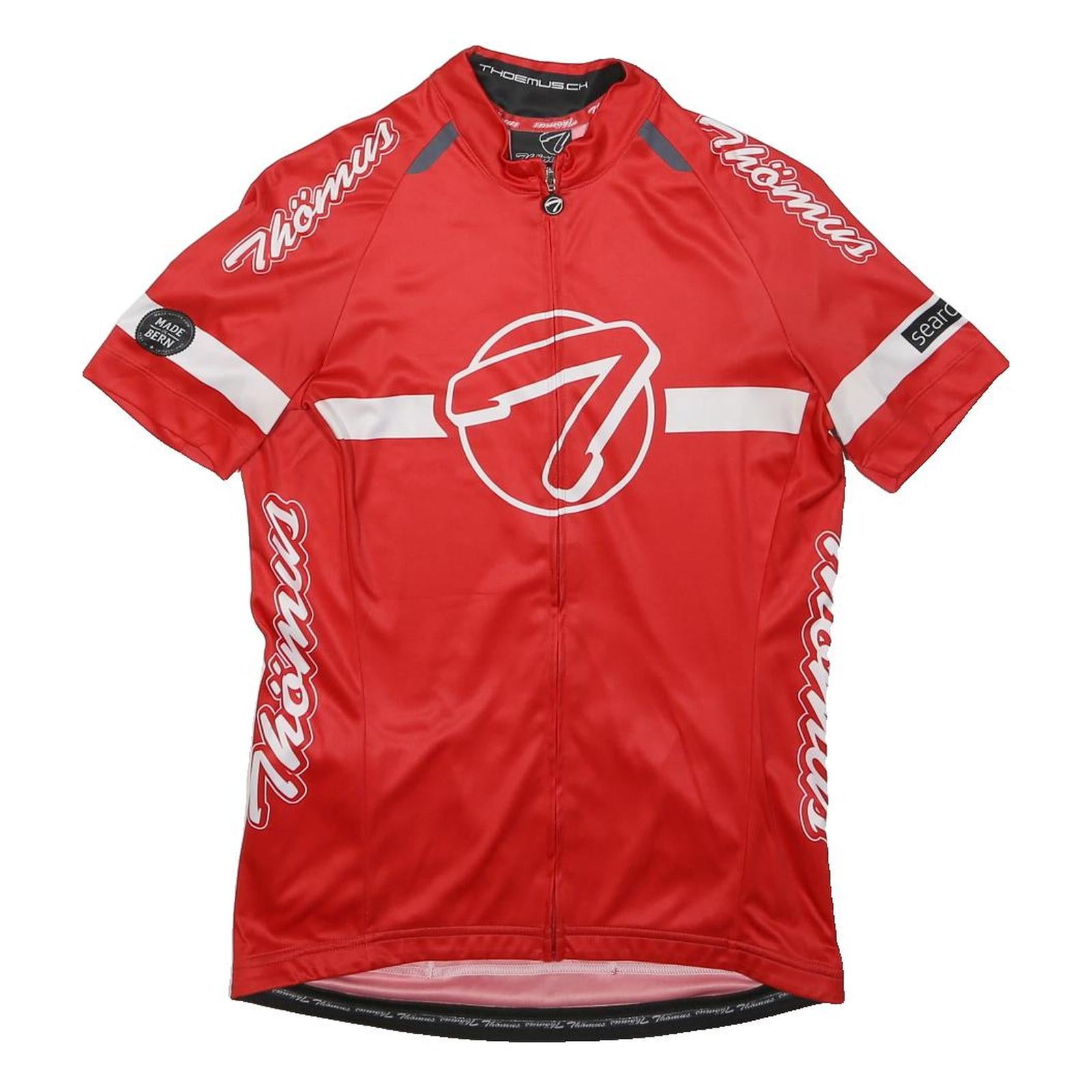 THÖMUS Mens Red Cycling T-Shirt L Short Sleeve Crew Neck Polyester Sports