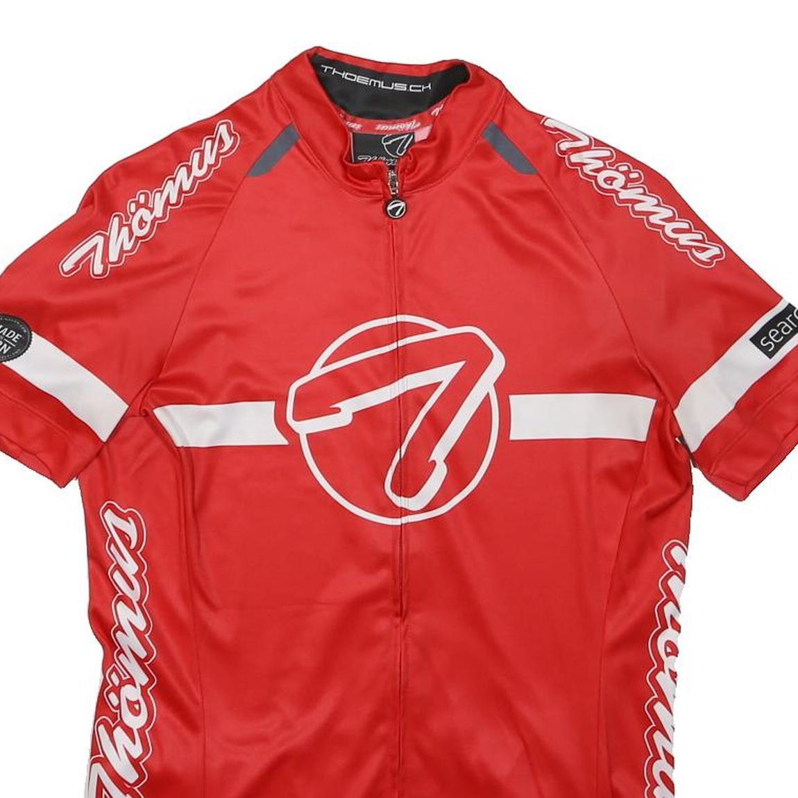 THÖMUS Mens Red Cycling T-Shirt L Short Sleeve Crew Neck Polyester Sports