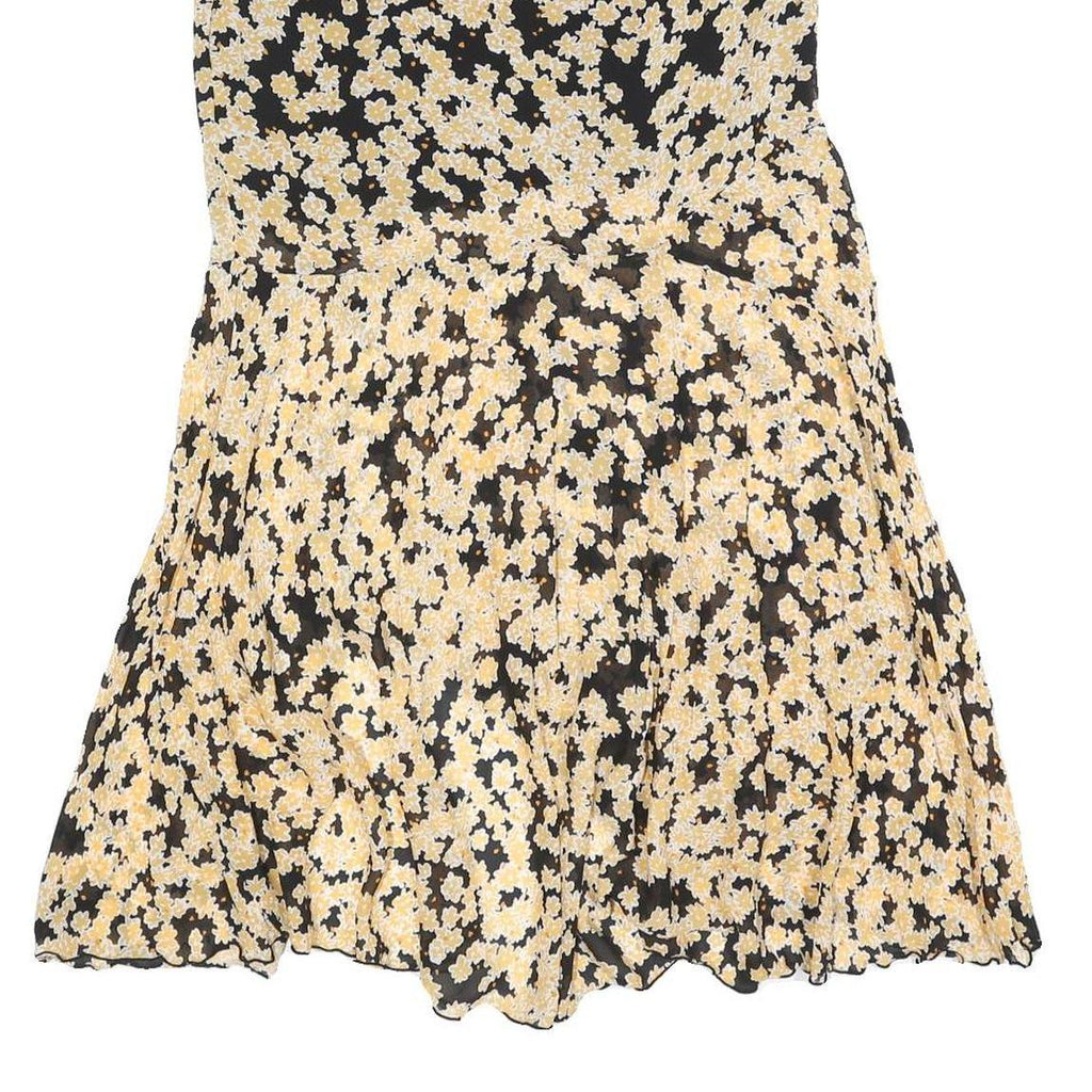 & OTHER STORIES Womens Black & Yellow Floral Midi Viscose Flare Skirt S Elegant