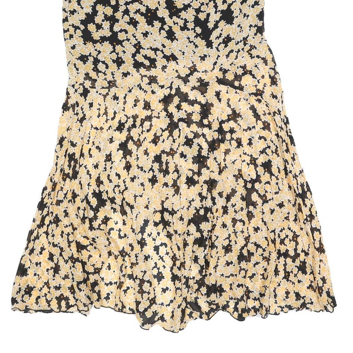 & OTHER STORIES Womens Black & Yellow Floral Midi Viscose Flare Skirt S Elegant