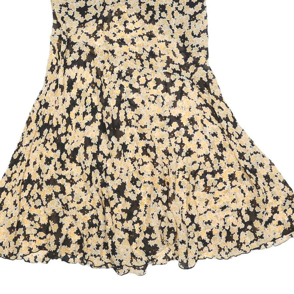 & OTHER STORIES Womens Black & Yellow Floral Midi Viscose Flare Skirt S Elegant