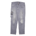 DICKIES Womens Regular Fit Grey Cotton Blend Workwear Trousers W32 L29 Cargo Zip