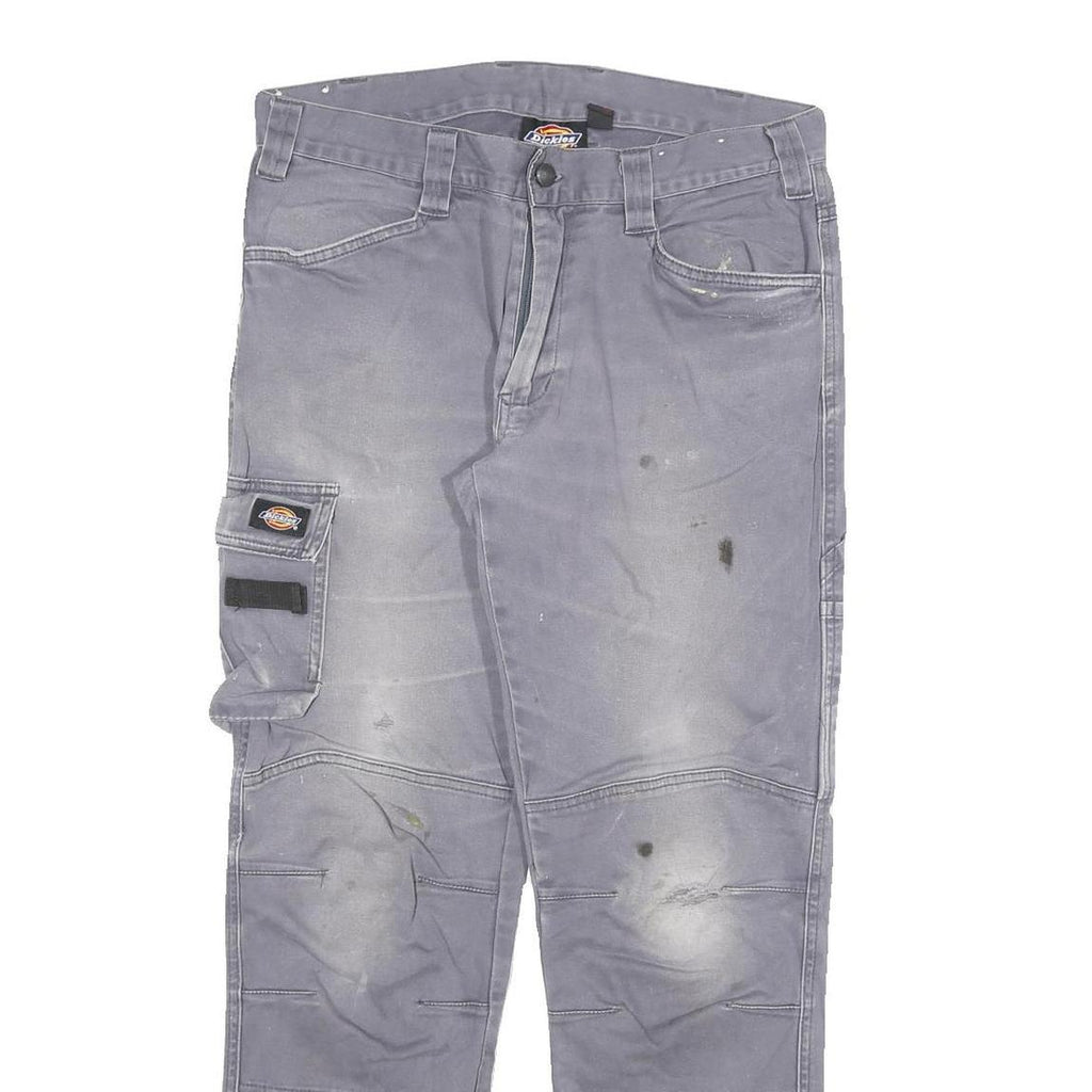 DICKIES Womens Regular Fit Grey Cotton Blend Workwear Trousers W32 L29 Cargo Zip