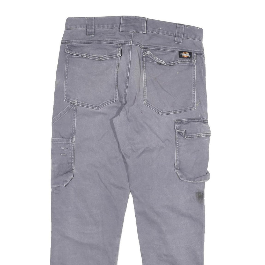 DICKIES Womens Regular Fit Grey Cotton Blend Workwear Trousers W32 L29 Cargo Zip