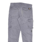 DICKIES Womens Regular Fit Grey Cotton Blend Workwear Trousers W32 L29 Cargo Zip