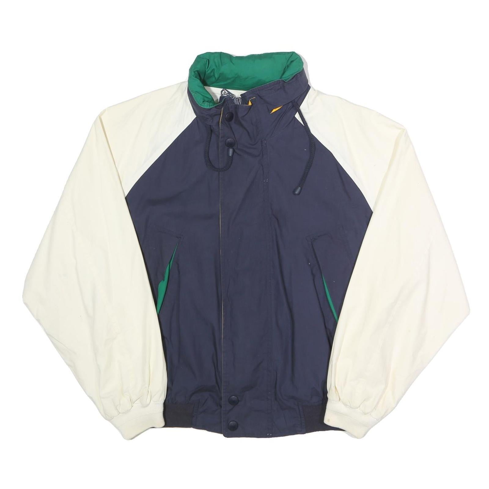 NAUTICA Mens Navy & Cream Cotton Bomber Jacket XL Zip Plain Casual Vintage