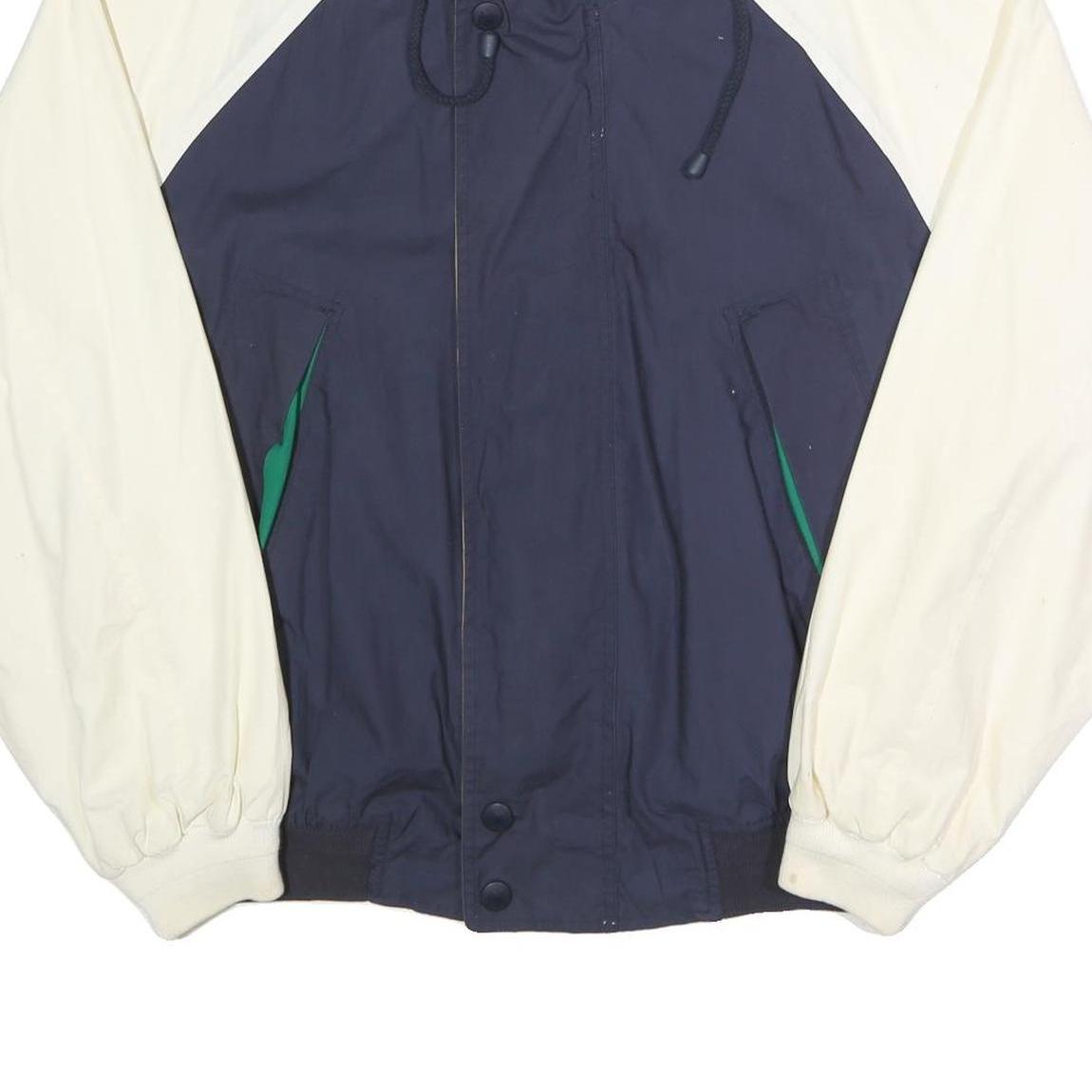 NAUTICA Mens Navy & Cream Cotton Bomber Jacket XL Zip Plain Casual Vintage