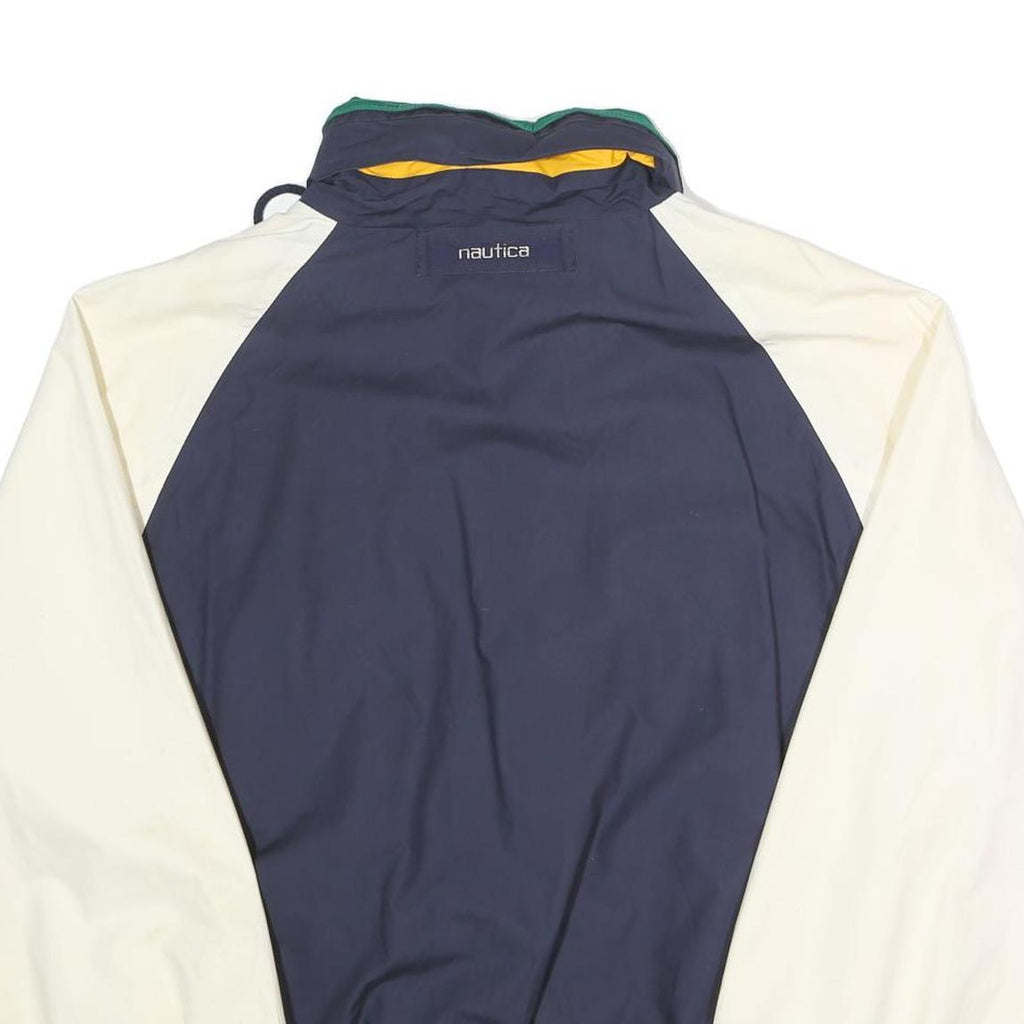 NAUTICA Mens Navy & Cream Cotton Bomber Jacket XL Zip Plain Casual Vintage
