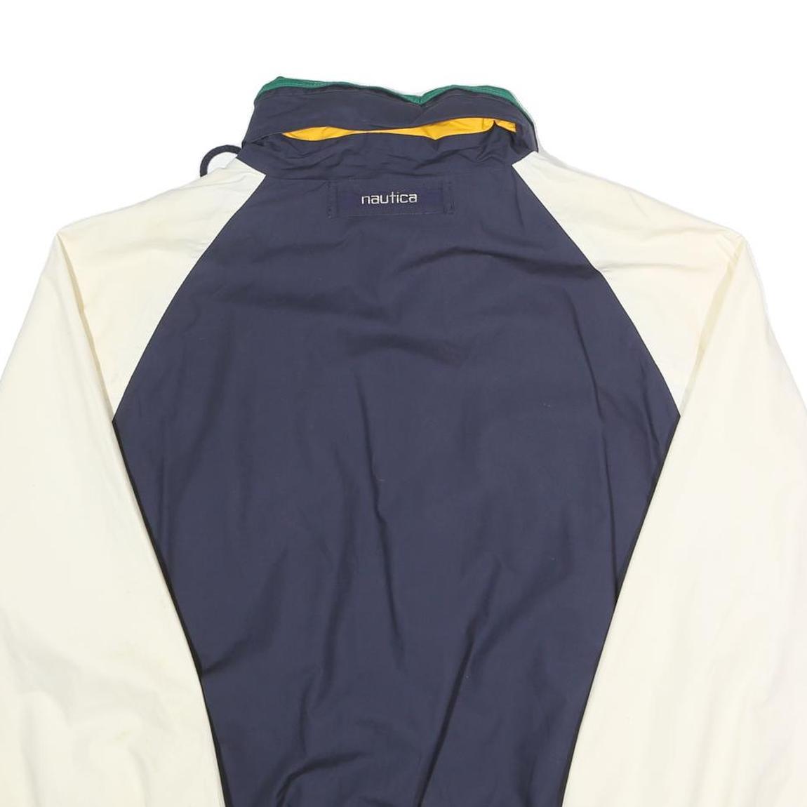 NAUTICA Mens Navy & Cream Cotton Bomber Jacket XL Zip Plain Casual Vintage