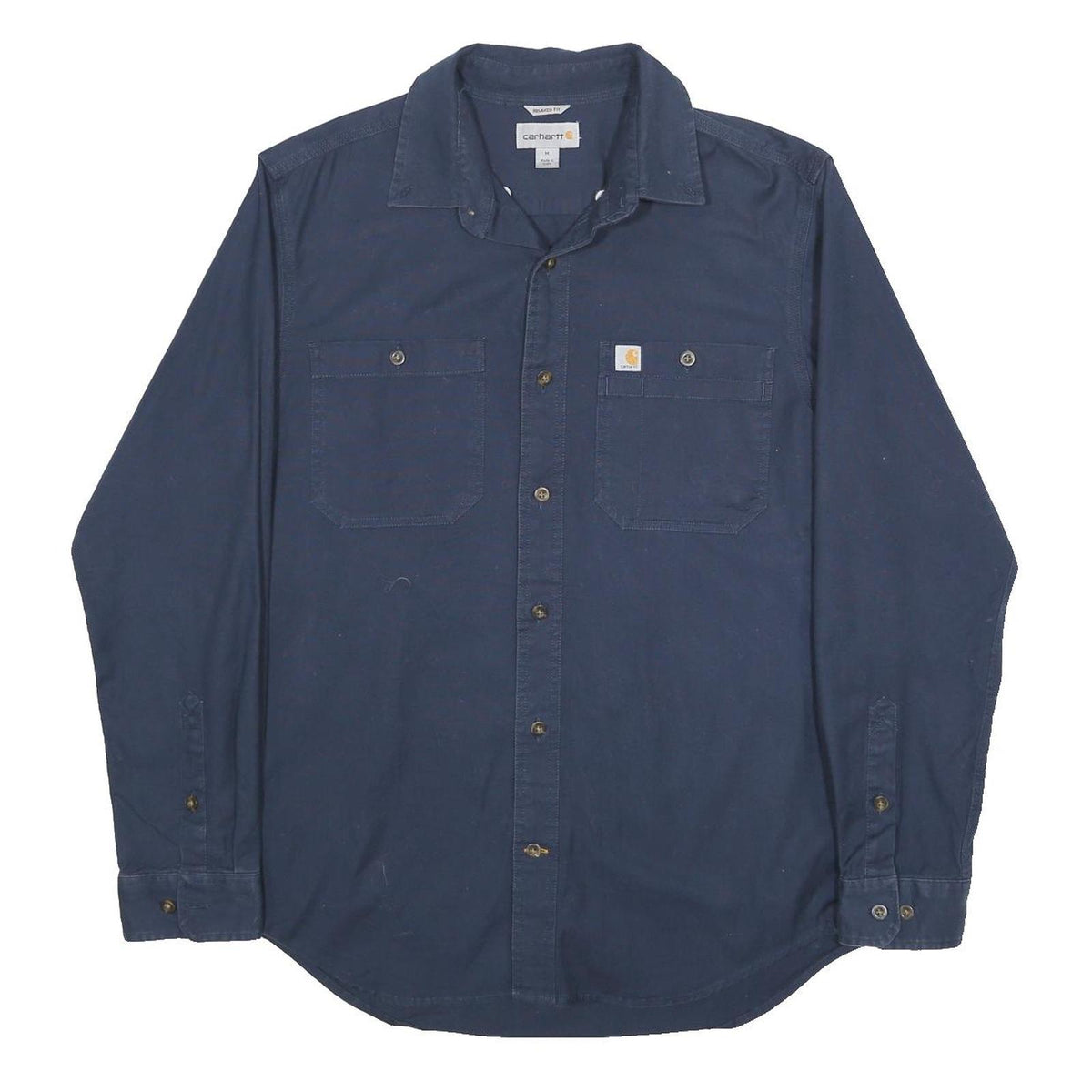 CARHARTT Mens Navy Blue Plain Casual Shirt M Long Sleeve Button Closure Durable