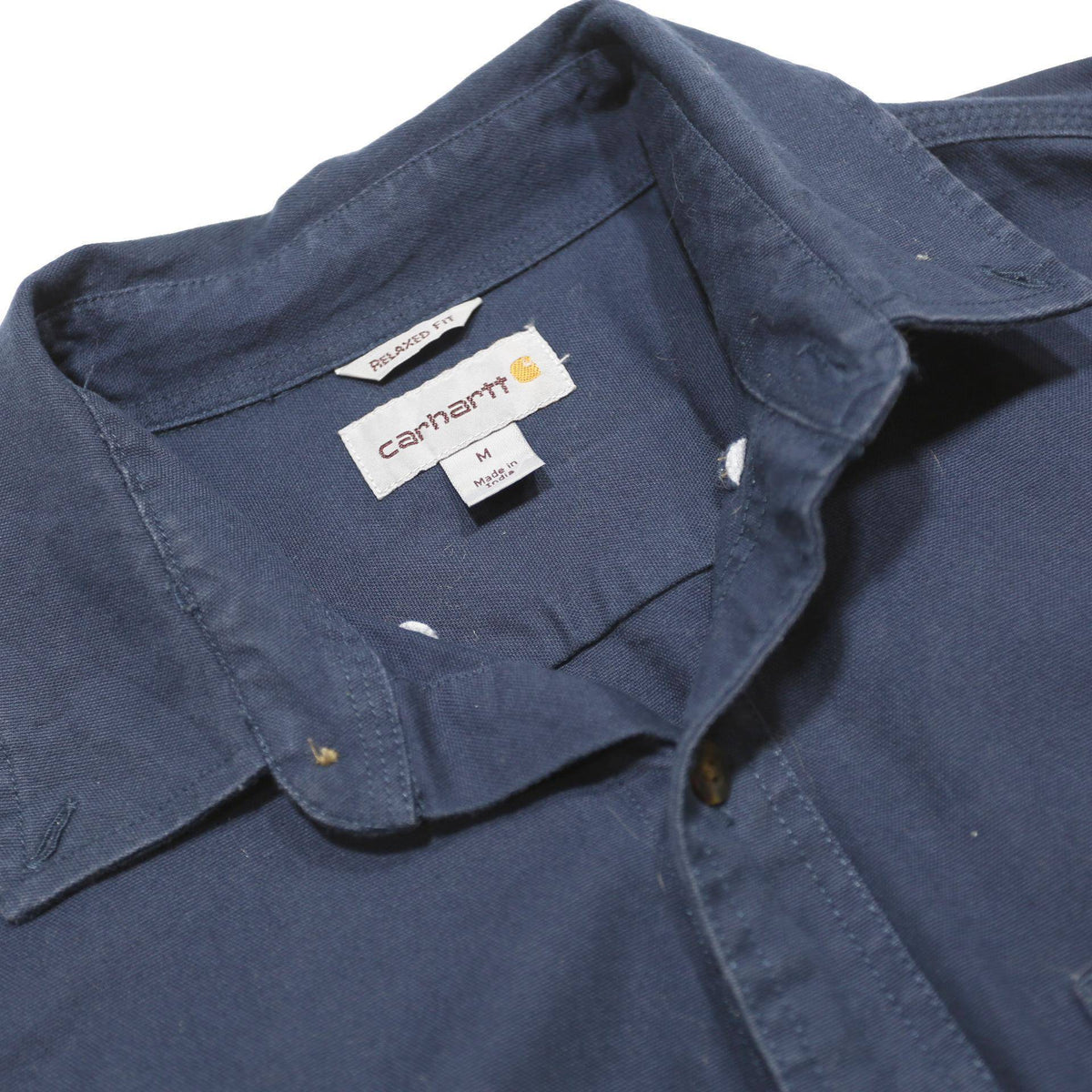 CARHARTT Mens Navy Blue Plain Casual Shirt M Long Sleeve Button Closure Durable