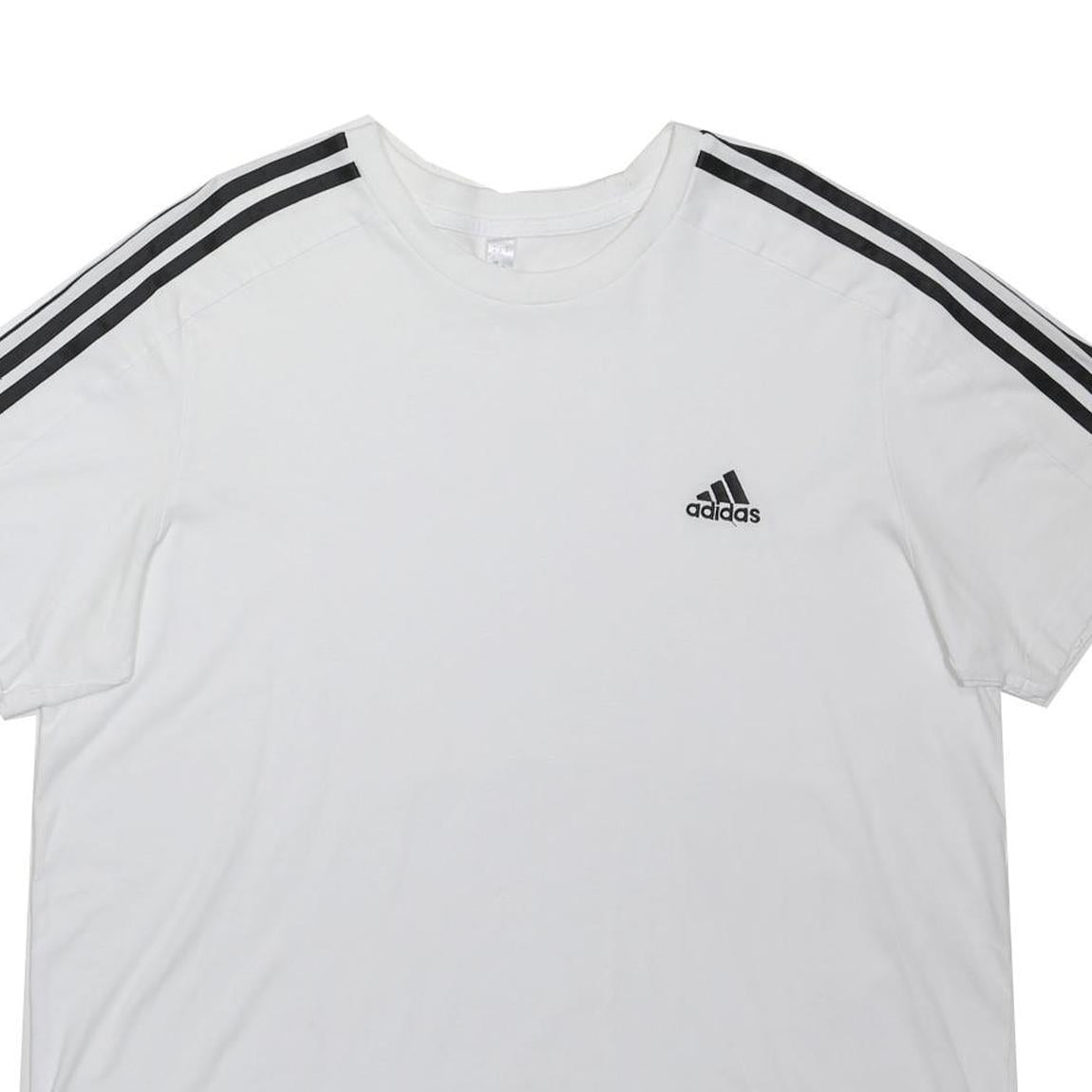 ADIDAS Mens White & Black Athletic T-Shirt XL Short Sleeve Crew Neck Classic