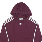 ADIDAS Womens Maroon Cropped Hoodie UK 4 3 Stripes Pullover Cotton Blend