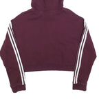 ADIDAS Womens Maroon Cropped Hoodie UK 4 3 Stripes Pullover Cotton Blend