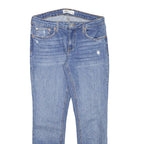 ZARA Womens Slim Blue Denim Jeans W30 L28 Distressed Raw Hem Cotton Blend Zip