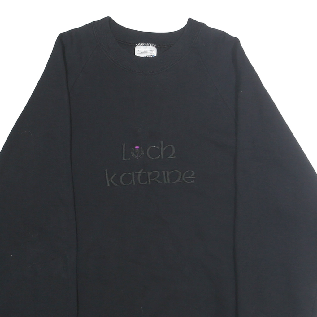 SCREEN STARS Mens Black Sweatshirt L Crew Neck Cotton Blend Casual Pullover