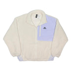 ADIDAS Womens Cream & Lilac Sports Fleece Jacket L Polyester Zip Casual