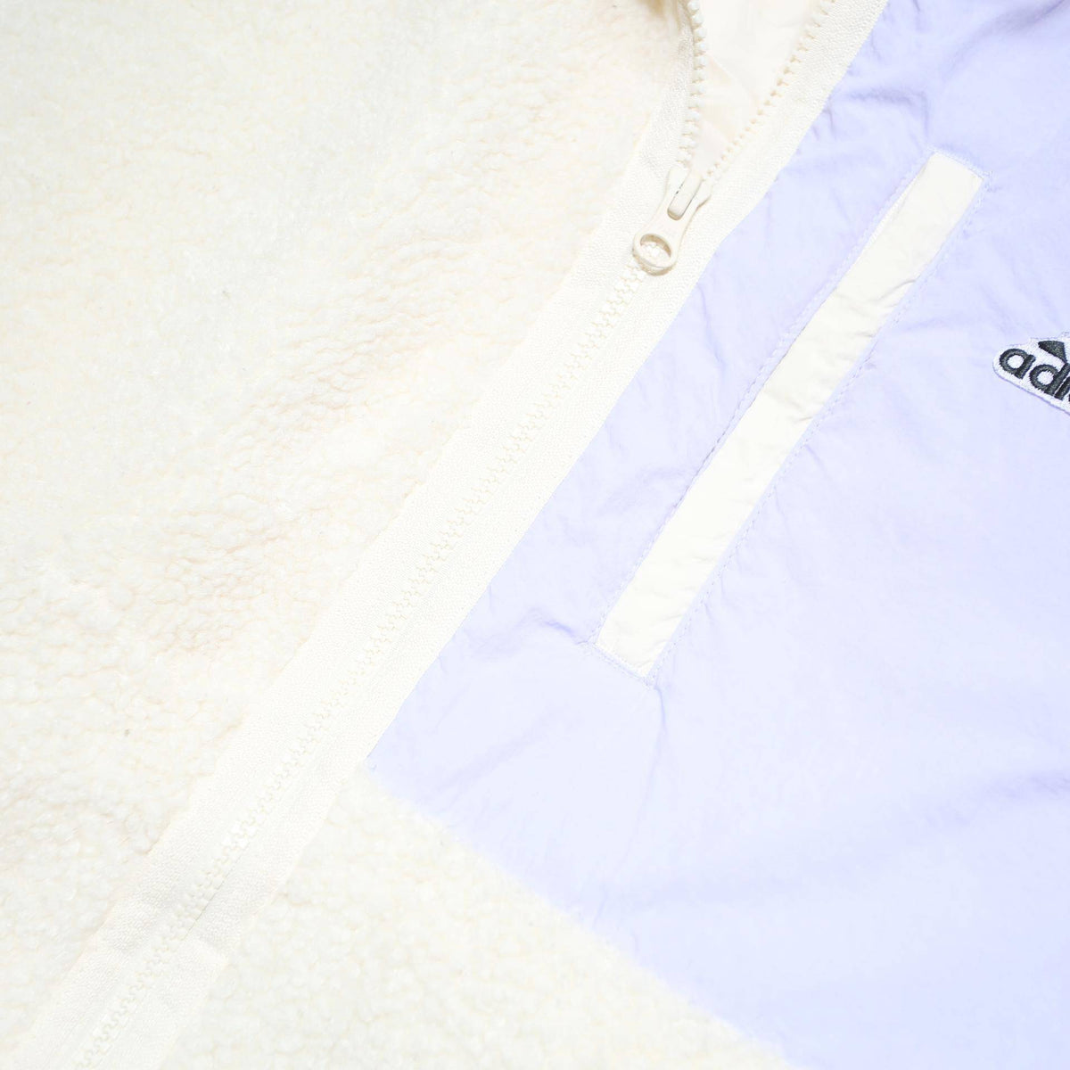 ADIDAS Womens Cream & Lilac Sports Fleece Jacket L Polyester Zip Casual