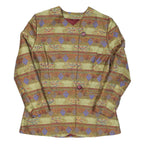 Womens Green & Purple Patterned Button Jacket L Polyester Blend Woven