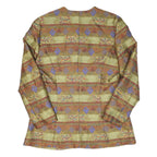 Womens Green & Purple Patterned Button Jacket L Polyester Blend Woven