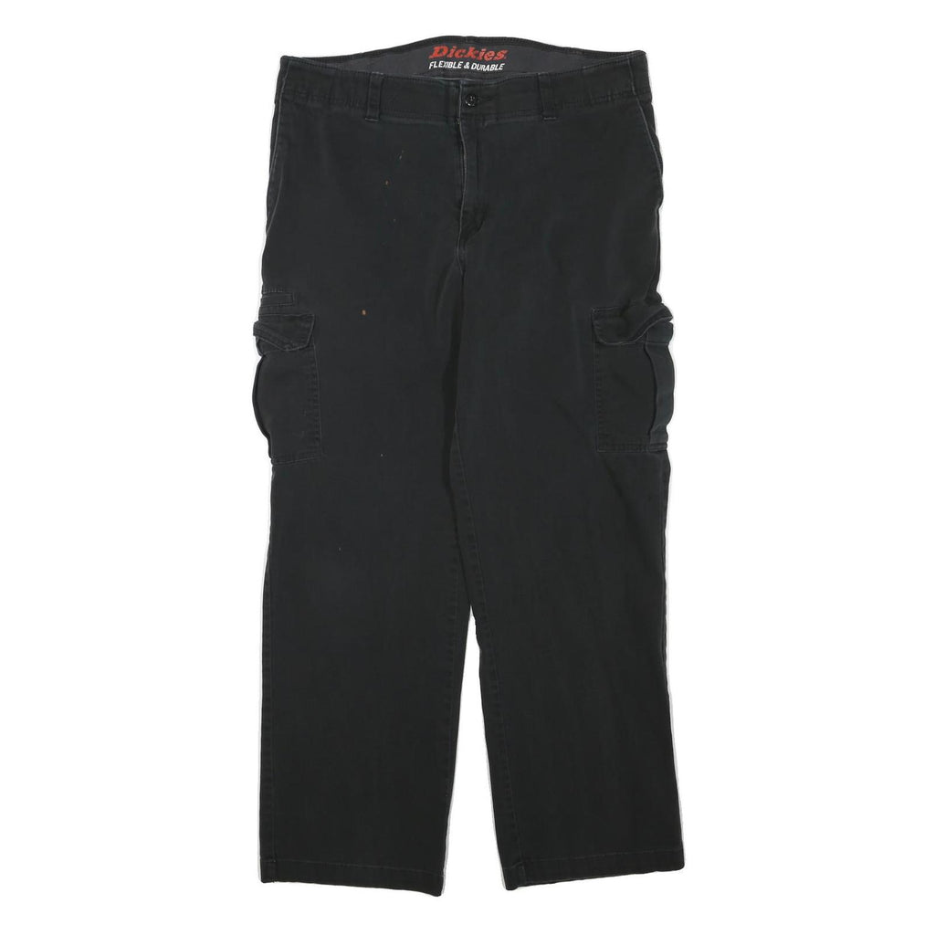 DICKIES Mens Cotton Blend Black Regular Fit Straight Leg Trousers W34 L28