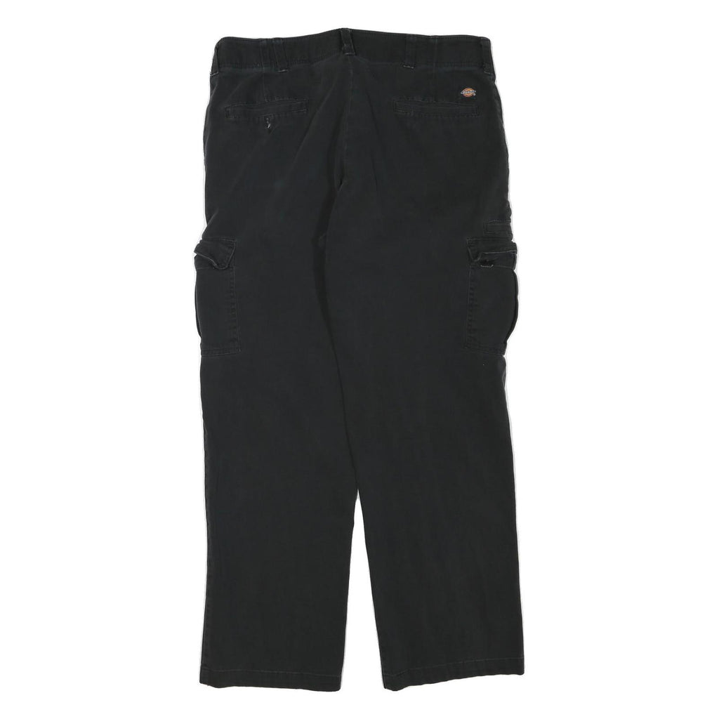 DICKIES Mens Cotton Blend Black Regular Fit Straight Leg Trousers W34 L28