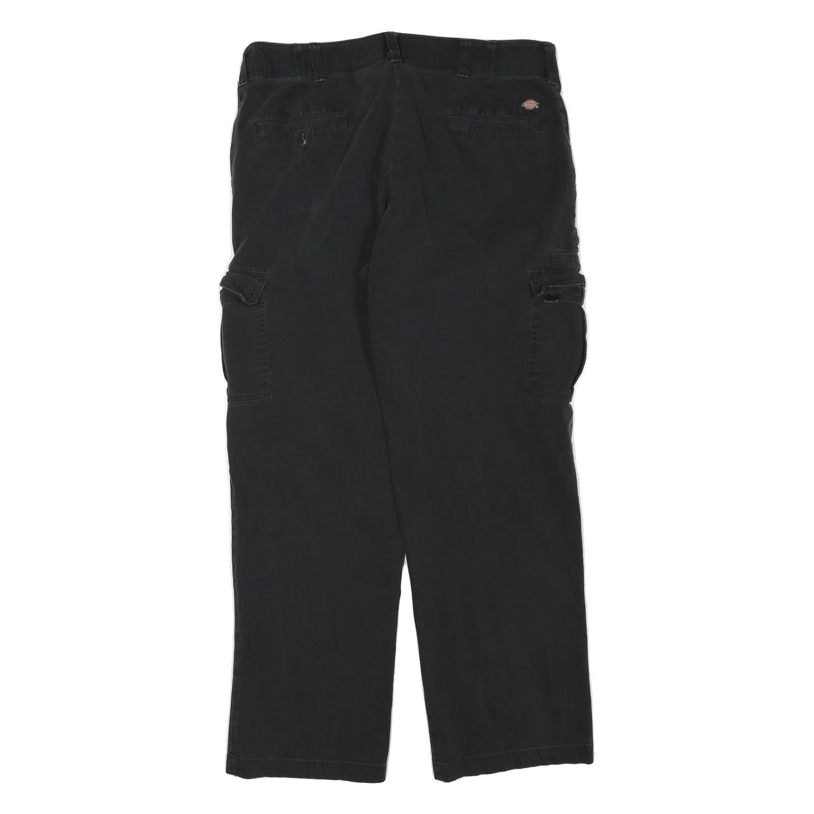 DICKIES Mens Cotton Blend Black Regular Fit Straight Leg Trousers W34 L28