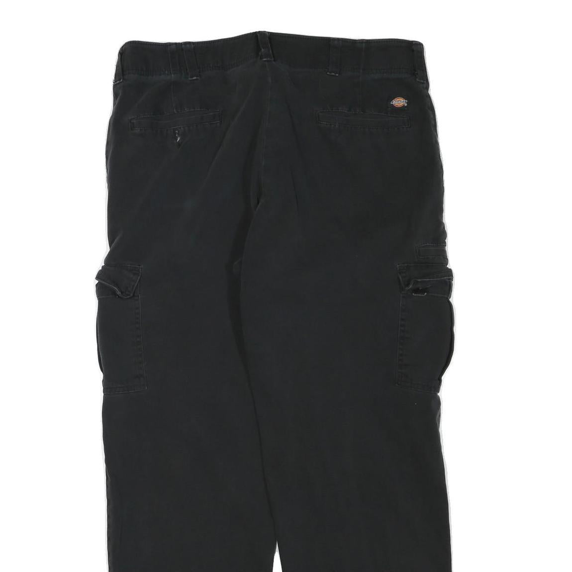 DICKIES Mens Cotton Blend Black Regular Fit Straight Leg Trousers W34 L28