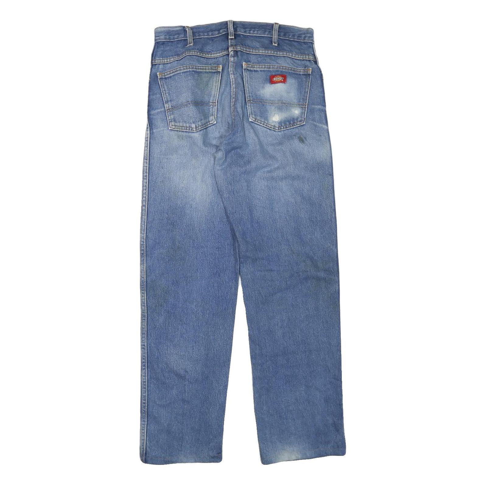 DICKIES Mens Regular Fit Denim Jeans Light Blue W32 L32 Classic Cotton Blend Zip