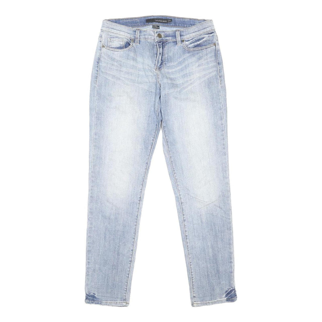 CALVIN KLEIN Womens Jeans Blue Slim Skinny Denim Light W27 L29 Zip Cotton Blend