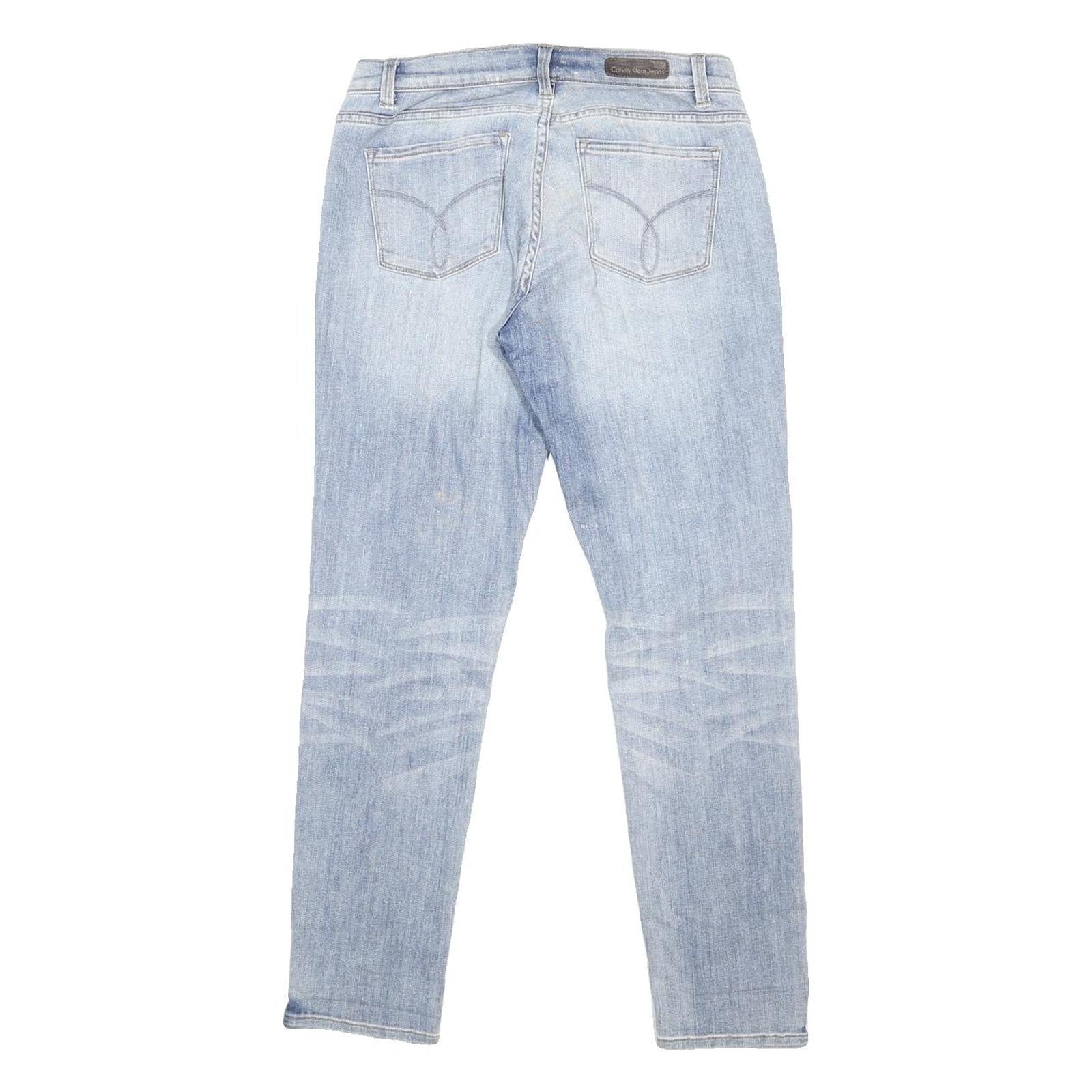 CALVIN KLEIN Womens Jeans Blue Slim Skinny Denim Light W27 L29 Zip Cotton Blend