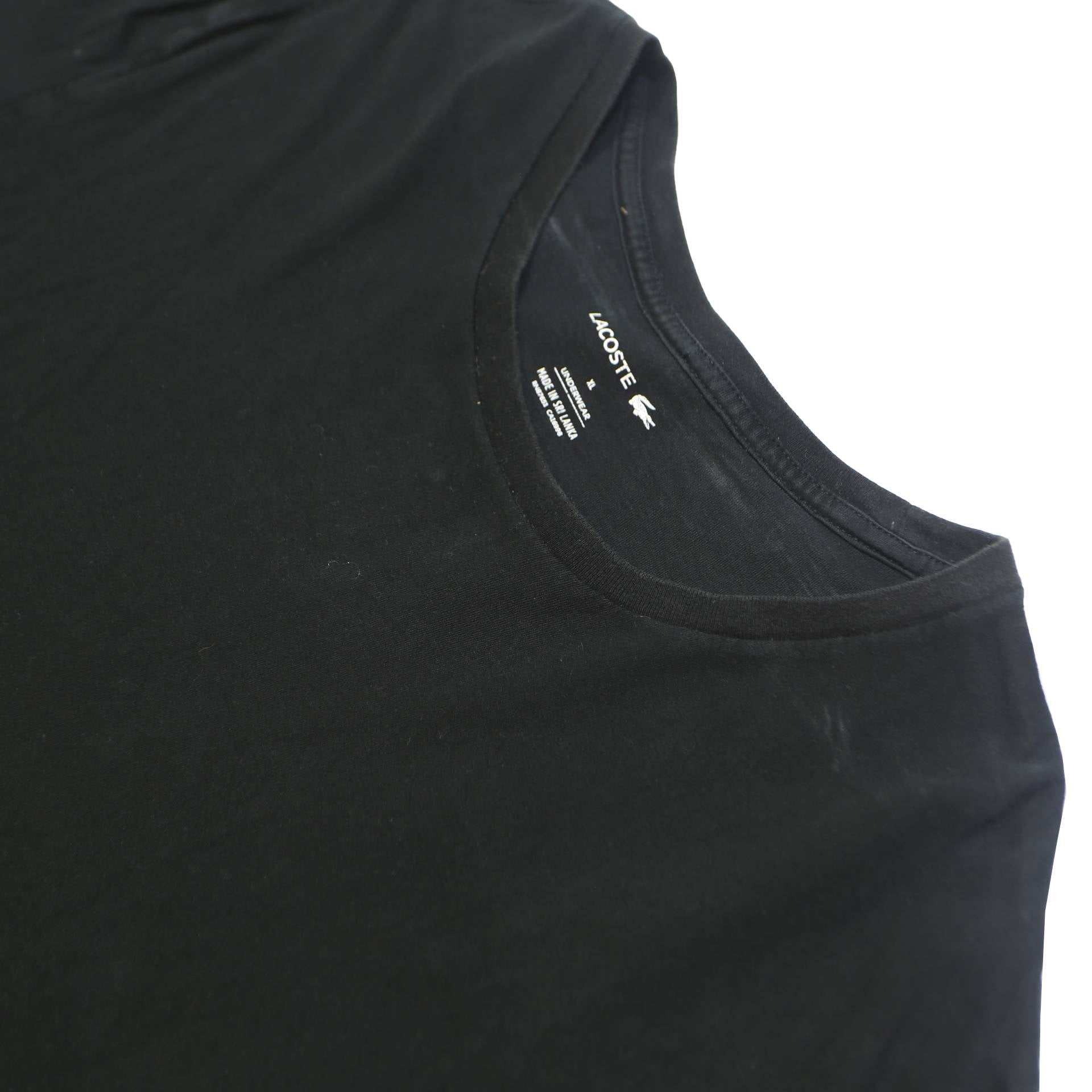 LACOSTE Mens Black Classic T-Shirt XL Short Sleeve Crew Neck Plain Cotton Blend