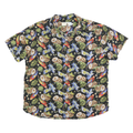 HIGH SURF Mens Black Tropical Print Short Sleeve Shirt XL Cotton Blend Summer
