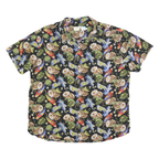 HIGH SURF Mens Black Tropical Print Short Sleeve Shirt XL Cotton Blend Summer