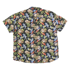 HIGH SURF Mens Black Tropical Print Short Sleeve Shirt XL Cotton Blend Summer
