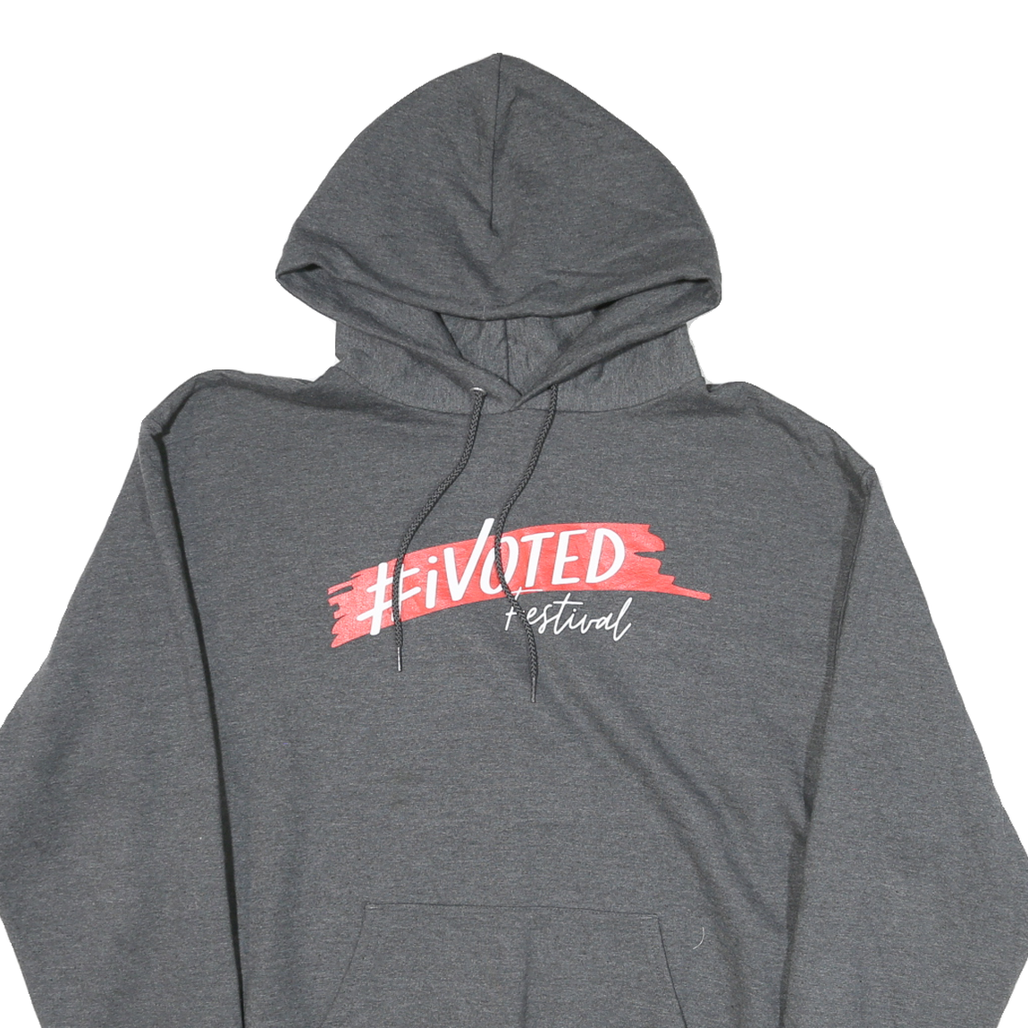 CHAMPION Mens Grey #iVoted Festival Pullover Hoodie L Cotton Blend Casual