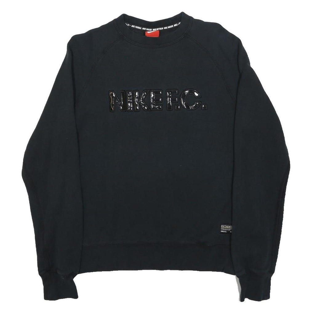 NIKE Womens Black Nike F.C. Crew Neck M Sweatshirt Cotton Blend Pullover