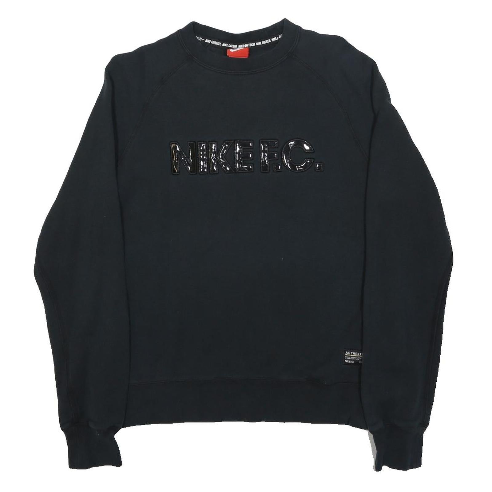 NIKE Womens Black Nike F.C. Crew Neck M Sweatshirt Cotton Blend Pullover