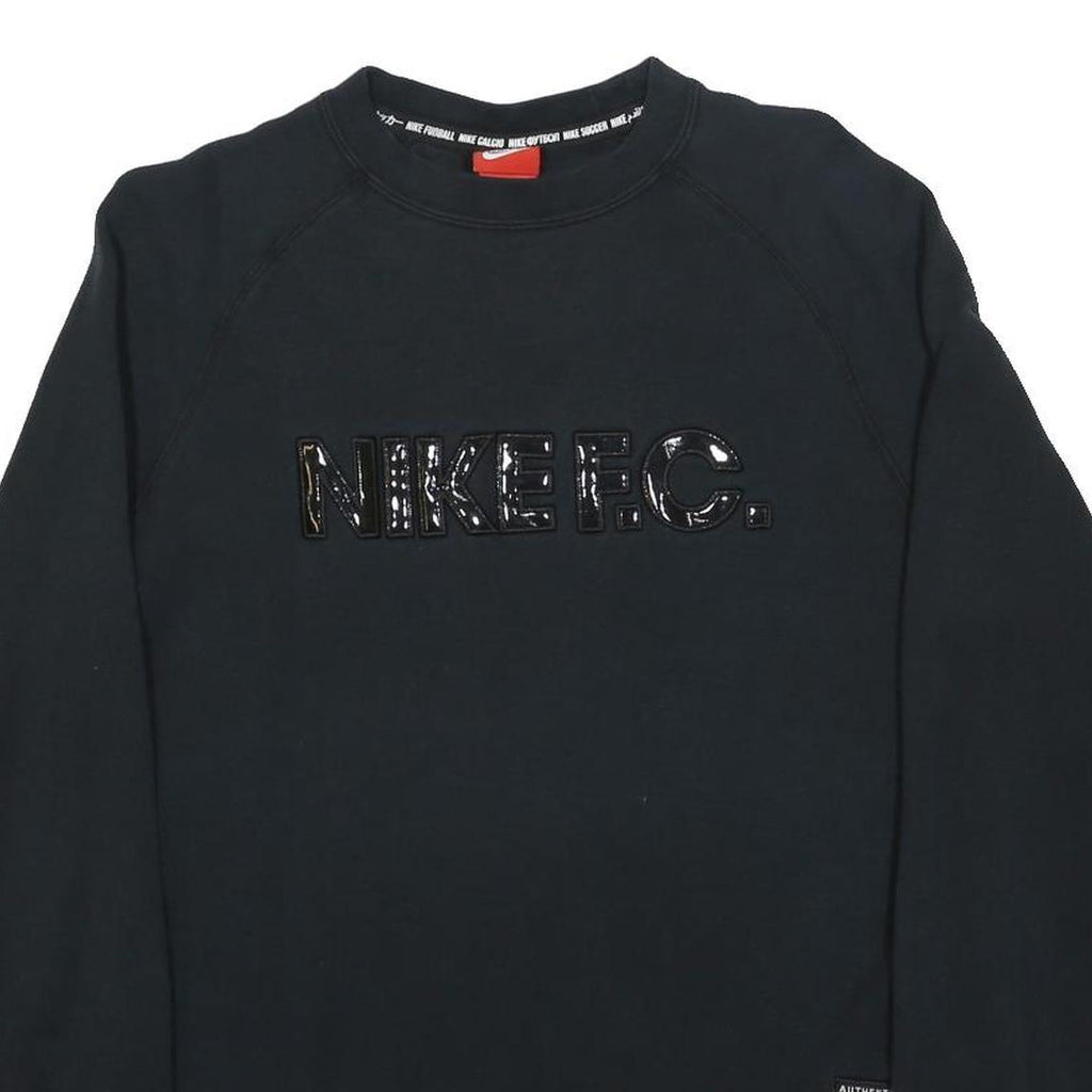 NIKE Womens Black Nike F.C. Crew Neck M Sweatshirt Cotton Blend Pullover