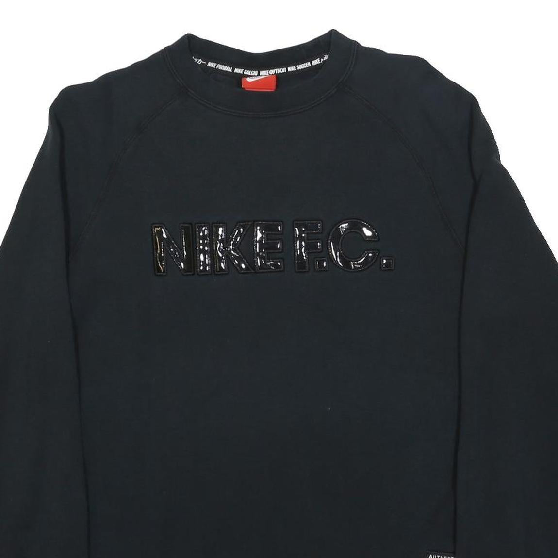 NIKE Womens Black Nike F.C. Crew Neck M Sweatshirt Cotton Blend Pullover