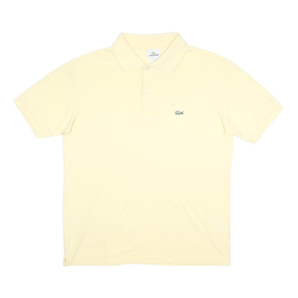 LACOSTE Mens Cream Short Sleeve Plain Cotton Polo Shirt M Classic Fit