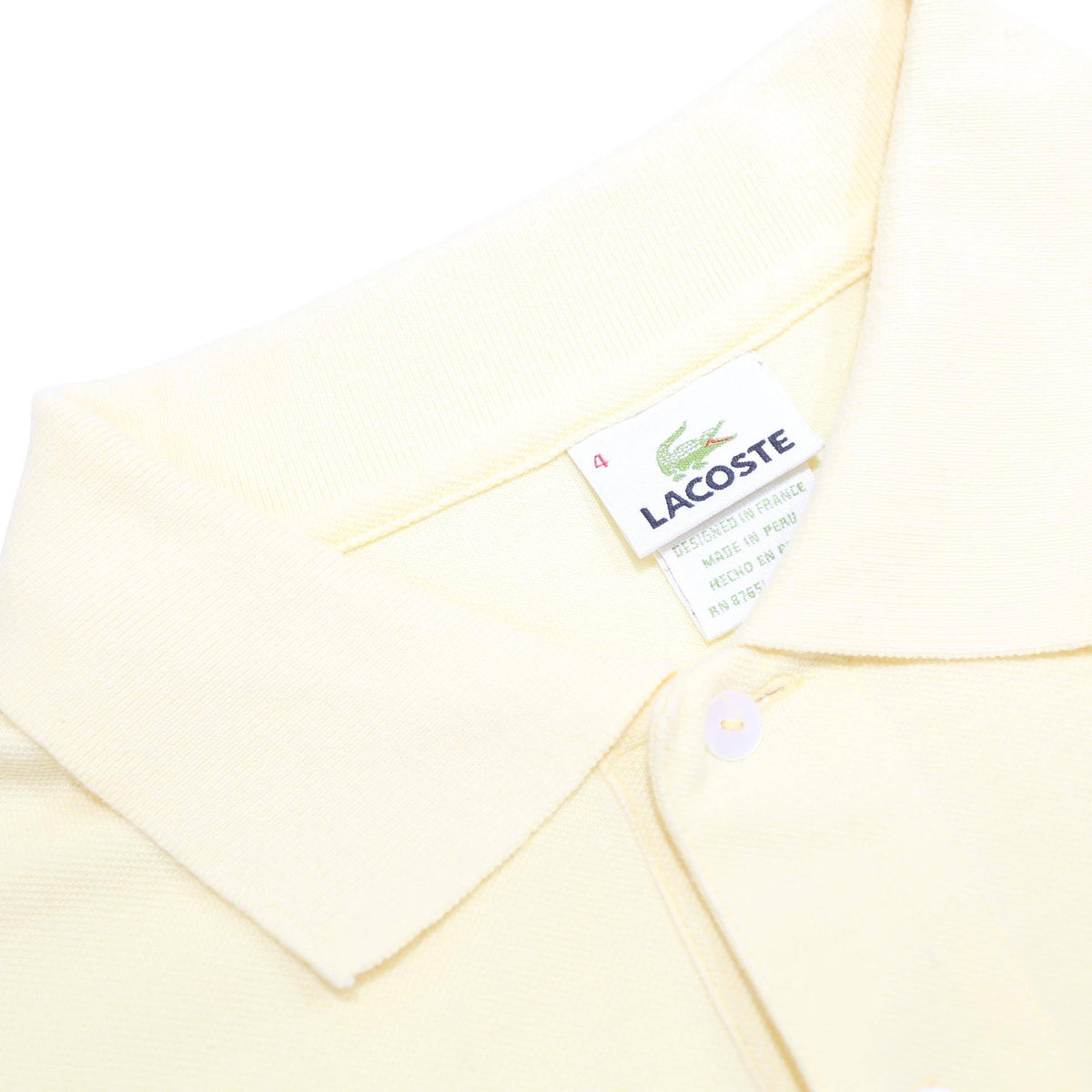 LACOSTE Mens Cream Short Sleeve Plain Cotton Polo Shirt M Classic Fit