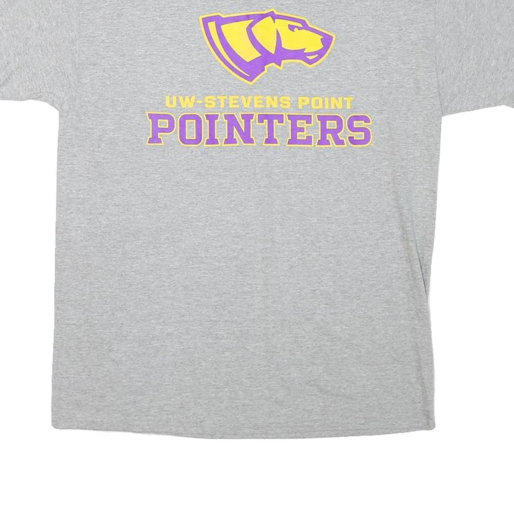 CHAMPION Mens Grey UW-Stevens Point Pointers Graphic T-Shirt L Short Sleeve Crew