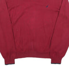 NAUTICA Mens Red V-Neck Plain Cotton Jumper M Classic Casual