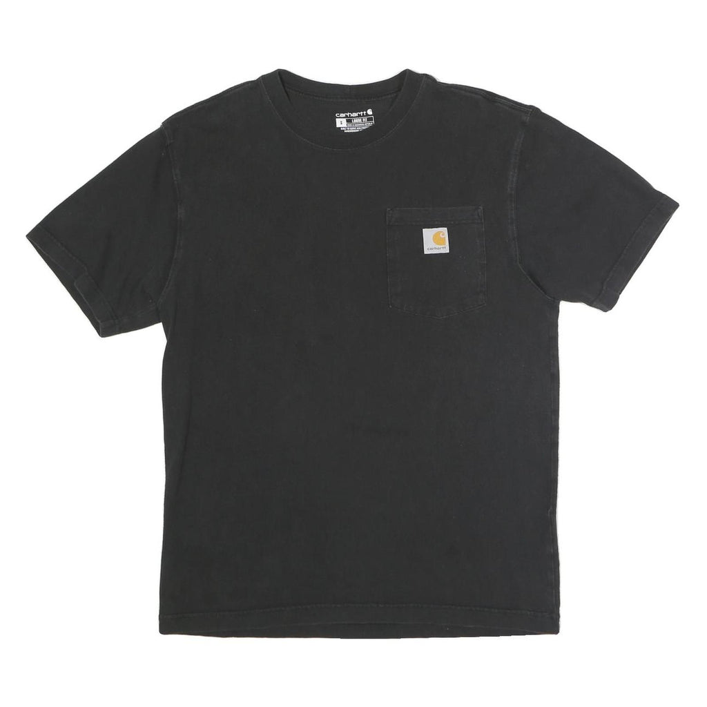 CARHARTT Mens Black Pocket T-Shirt S Short Sleeve Crew Neck Workwear Durable